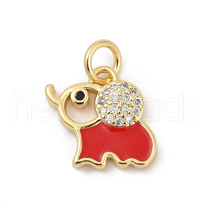 Brass Pave Cubic Zirconia with Enamel Pendants KK-U062-37G-01-1