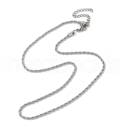 Non-Tarnish 304 Stainless Steel Rope Chain Necklaces NJEW-H019-01P-1