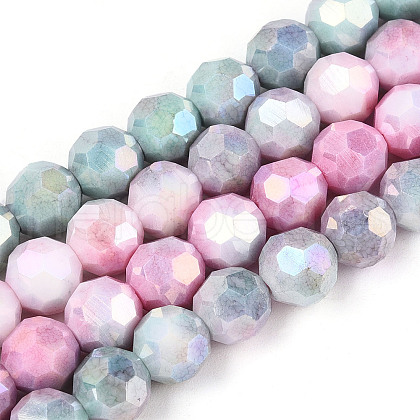 Electroplate Glass Beads Strands EGLA-T021-8mm-15-06-1