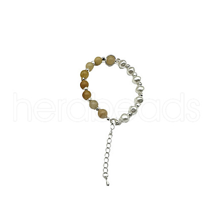 Natural Yellow Jade Round Beaded Bracelet NC1314-13-1