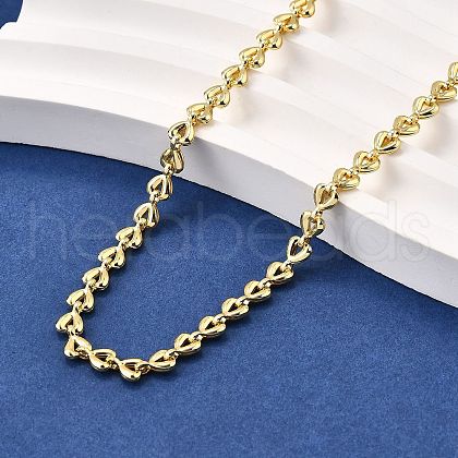 Brass Heart Link Chain Necklaces NJEW-M108-27G-1