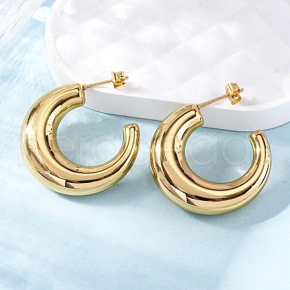 C-Shaped 304 Stainless Steel Stud Earrings for Women EJEW-A125-07G-1