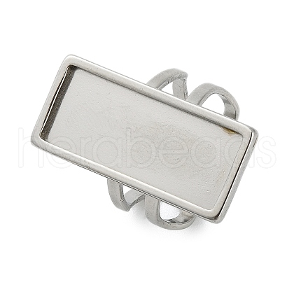 304 Stainless Steel Cuff Ring Components STAS-U059-02P-1