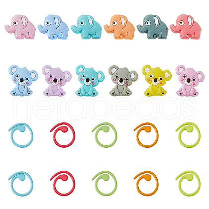 DICOSMETIC 12Pcs Baking Painted Zinc Alloy Knitting Stitch Marker Rings DIY-DC0002-32-1