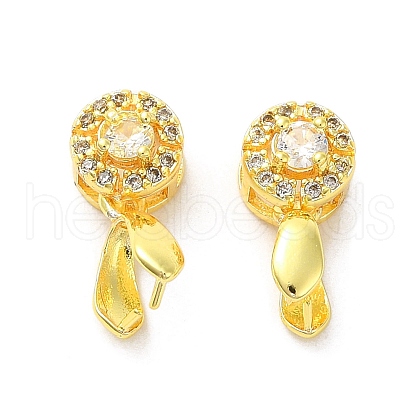 Rack Plating Brass Pave Cubic Zirconia Ice Pick Pinch Bails KK-D100-06G-1