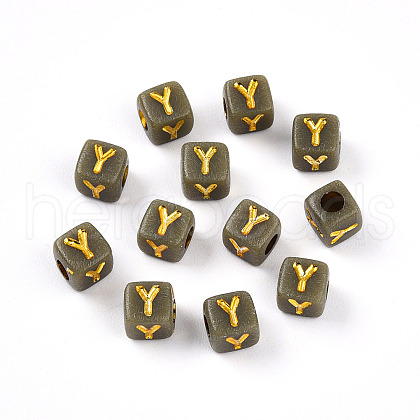 Plating Acrylic Beads OACR-N140-01G-Y-1