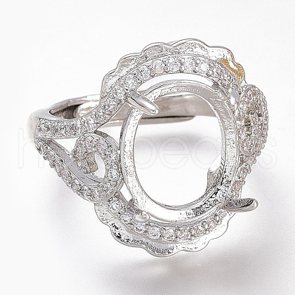 Adjustable Brass Micro Pave Clear Cubic Zirconia Finger Ring Components ZIRC-I049-20P-1