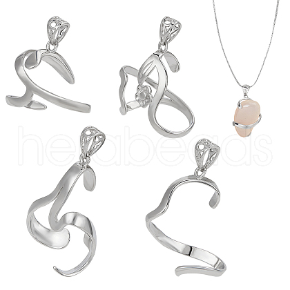  4Pcs 4 Styles Brass Pendant Irregular Cabochon Settings KK-NB0003-73B-1