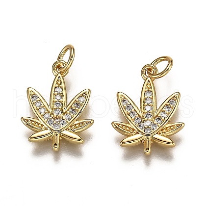 Brass Micro Pave Cubic Zirconia Charms ZIRC-E145-77G-B-1