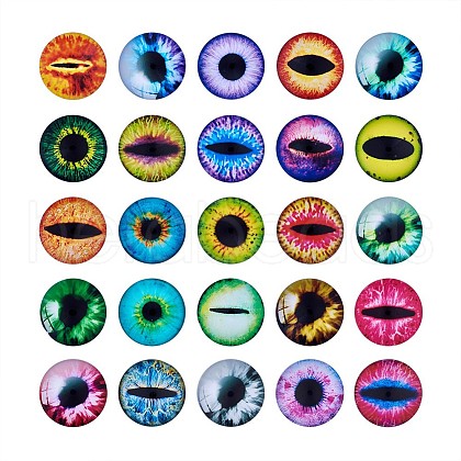 Eye Printed Glass Cabochons GGLA-BT0001-01-1
