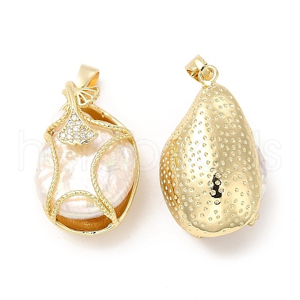 Brass Micro Pave Cubic Zirconia Pendants KK-I697-40G-1