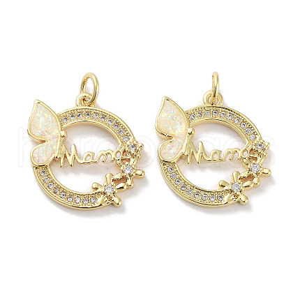 Brass Micro Pave Clear Cubic Zirconia Pendants KK-L213-028G-1