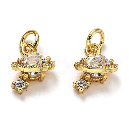 Brass Micro Pave Cubic Zirconia Charms X-ZIRC-H119-10G-1