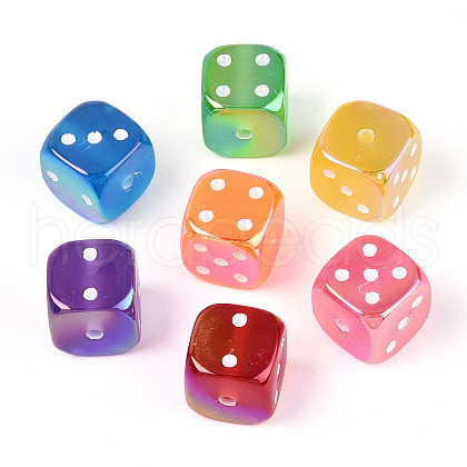 UV Plating Opaque Acrylic Beads JACR-T003-03-1