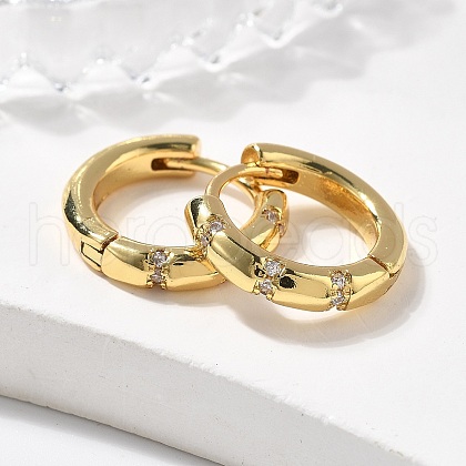 Sparkling Cubic Zirconia Huggie Hoop Earrings for Girl Women EJEW-H126-15G-1
