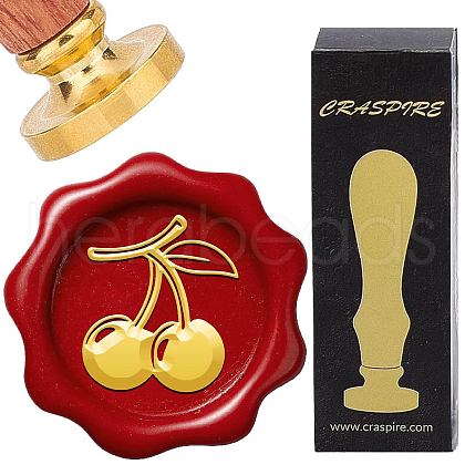 Brass Wax Seal Stamp with Wood Handle AJEW-WH0412-0278-1