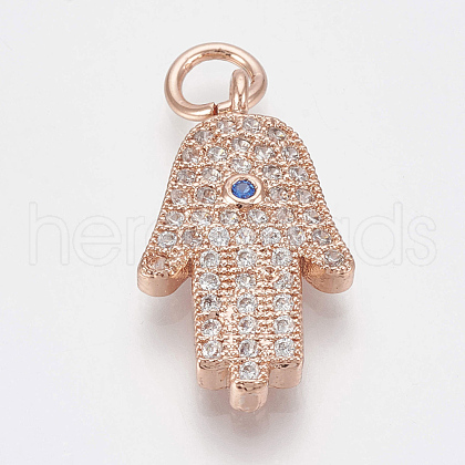 Brass Micro Pave Cubic Zirconia Pendants ZIRC-Q018-020RG-1