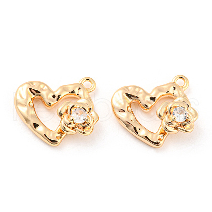 Brass Micro Pave Cubic Zirconia Charms KK-E090-34G-1