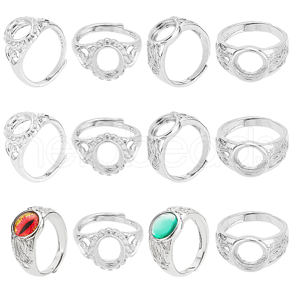 HOBBIESAY 12Pcs 2 Style Adjustable Brass Ring Shanks KK-HY0001-87-1