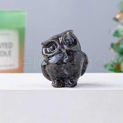 Natural Syenite Carved Healing Owl Figurines PW-WG13335-08-1