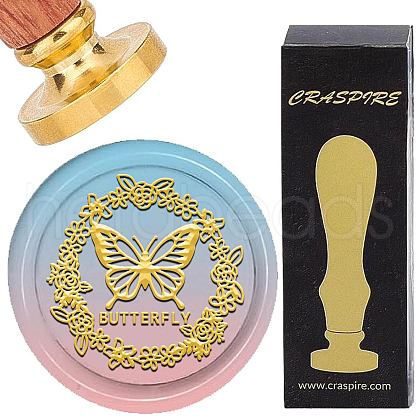 Brass Wax Seal Stamp with Wood Handle AJEW-WH0412-0272-1