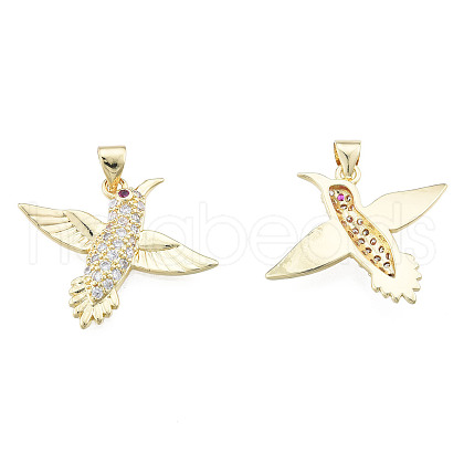 Brass Micro Pave Clear Cubic Zirconia Pendants ZIRC-N039-251-1