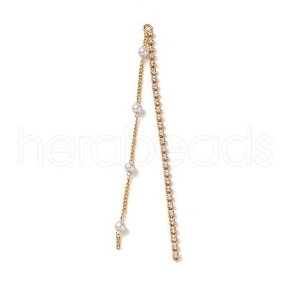 Brass Micro Pave Clear Cubic Zirconia & ABS Plastic Pearl Big Pendants KK-G510-05G-1