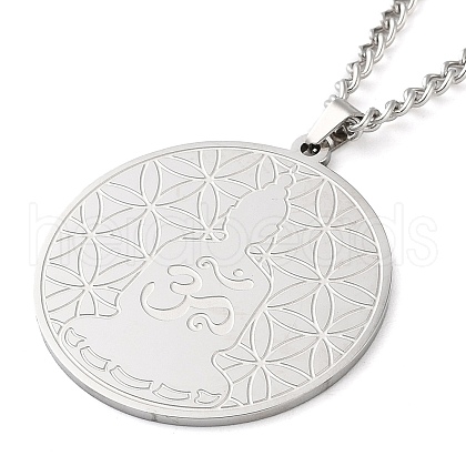 Non-Tarnish 304 Stainlessa Steel Curb Chain Pendant Necklaces NJEW-H034-04P-1