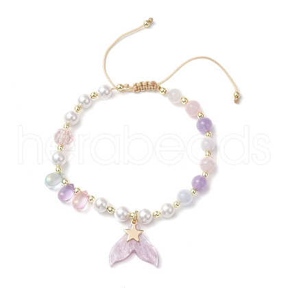 Glass Beads Braided Bead Bracelets for Women BJEW-JB11732-1