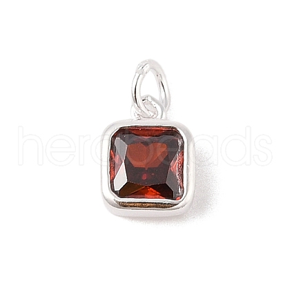 925 Sterling Silver Pave Cubic Zirconia Square Charms with Jump Rings and 925 Stamp STER-D288-05S-04-1