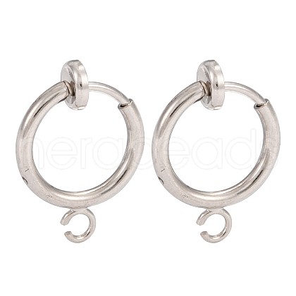 Brass Clip-on Hoop Earring Findings X-KK-P102-01P-1