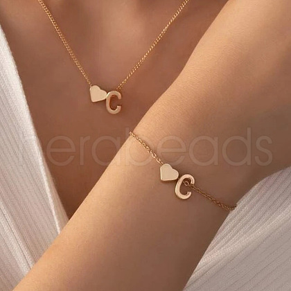 Heart Brass Pendant Necklaces & Charm Bracelets Sets FS-WGFCFF7-18-1