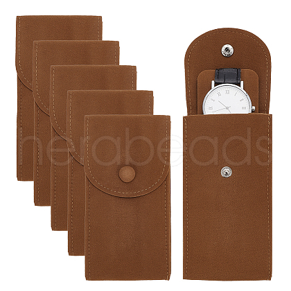  6 Sets Flocky Velvet Watch Storage Pouches TP-NB0001-70-1