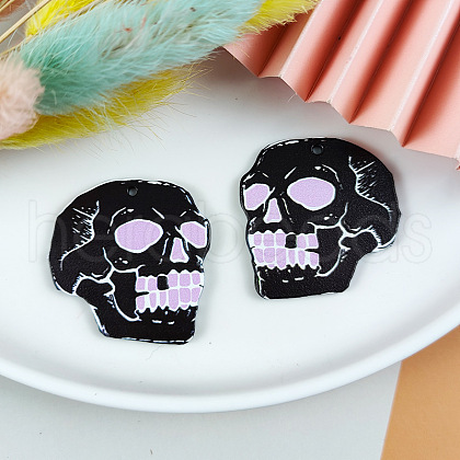 Halloween Themed Printed Acrylic Pendants HAWE-PW0001-069C-1