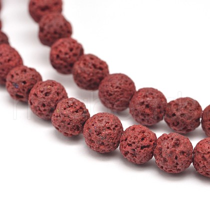 Natural Lava Rock Round Bead Strands G-E255-09-1
