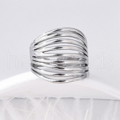 304 Stainless Steel Open Cuff Rings for Women RJEW-F174-04P-1