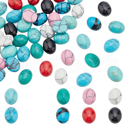   48pcs 8 colors Dyed Synthetic Turquoise Cabochons G-PH0036-03-1
