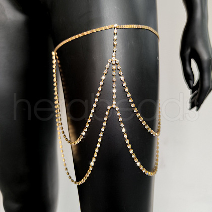Alloy Crystal Rhinestone Layered Tassel Leg Chains FS-WGAD058-01-1