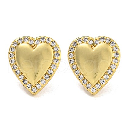 Rack Plating Brass Micro Pave Clear Cubic Zirconia Stud Earrings EJEW-I313-14G-01-1