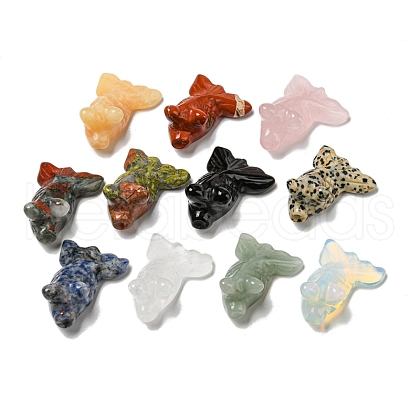 Natural & Synthetic Gemstone Carved Healing Goldfish Figurines DJEW-D012-08A-1