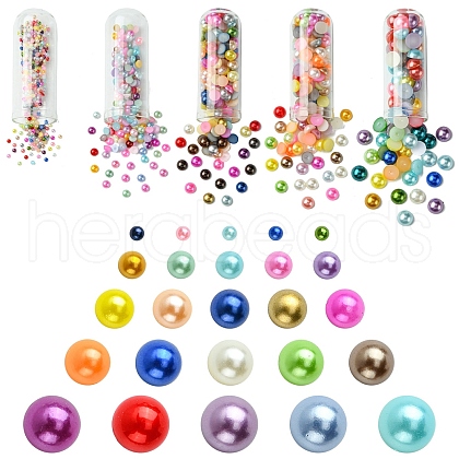 1298Pcs 5 Styles ABS Plastic Imitation Pearl Cabochons SACR-YW0001-66-1