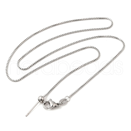 Non-Tarnish 304 Stainless Steel Box Chain Necklace for Women NJEW-G104-05P-1