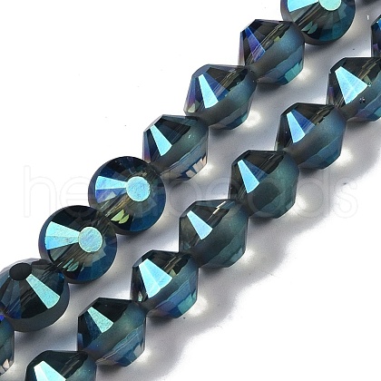 Electroplate Frosted Crystal Glass Bicone Beads Strands EGLA-F038-A14-01-1