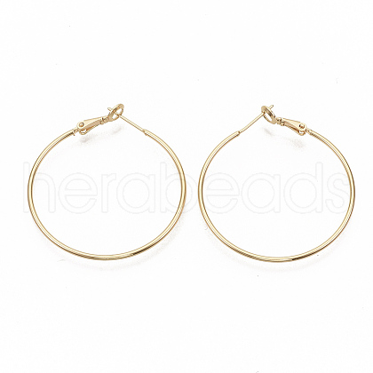 Brass Hoop Earrings EJEW-T007-01G-NF-1