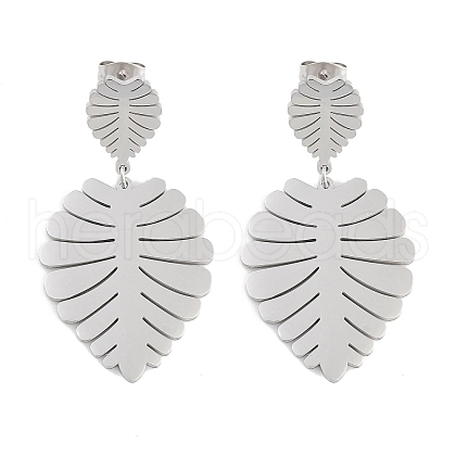 Non-Tarnish Leaf 304 Stainless Steel Dangle Earrings EJEW-L283-103P-1