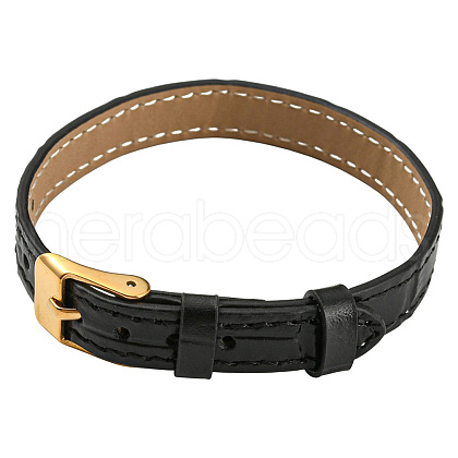 CALFOVERA 1Pc Leather Textured Bracelet Straps Slide Wristbands for Slide Charms AJEW-CL0001-01B-1