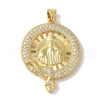 Rack Plating Brass Micro Pave Clear Cubic Zirconia Pendants KK-P267-14A-G-1