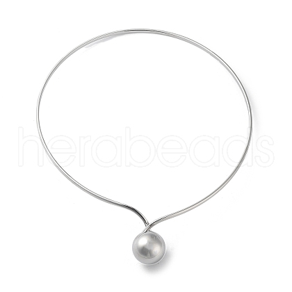 Non-Tarnish 304 Stainless Steel Round Ball Pendant Choker Necklaces NJEW-D058-01P-1