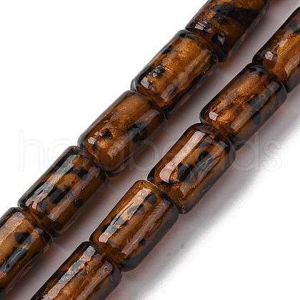 Handmade Gold Sand Lampwork Beads Strands LAMP-Q045-03A-1