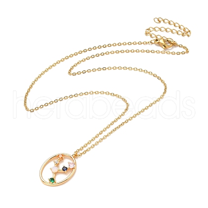 Colorful Cubic Zirconia Constellation Pendant Necklace NJEW-H166-01E-1